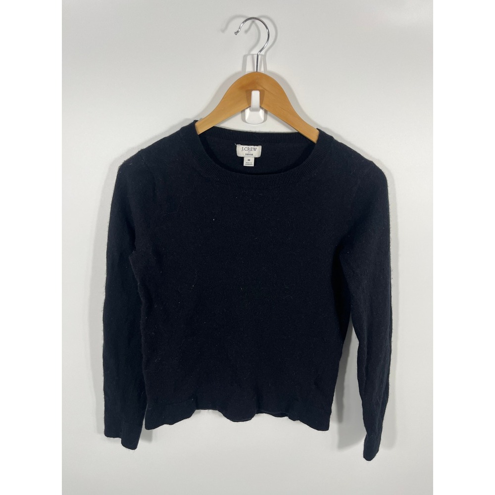 J Crew Teddie Merino Wool Blend Sweater Womens M Black Chic Minimalist Capsule